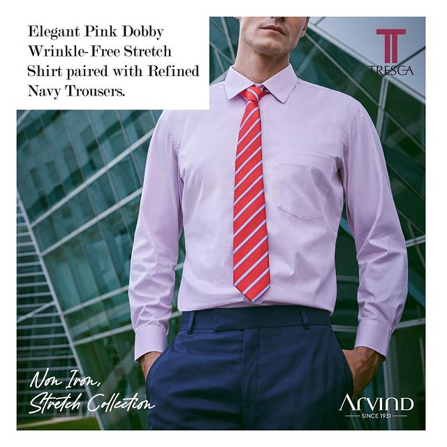 Men with poise…are men with genuine class🤌🏻
Pick this elegant Tresca pairing, and let the world be in awe of your presence. While the crowd crumples…you stay wrinkle-free throughout! 

Shop for this Pink Dobby shirt & Navy Trousers, from your nearest Arvind store today! 💯🛍️
.
.
.
.
.
.
.
.
.
.
.
.
#Arvind #FashioningPossibilities #MensWear #allweatherfabrics #mensfashion #allweather #dailywear #officewear #essentials #fashiongame #fabrics #mensstyle #mensoutfit #mensclothing #styletips #fashioninspo #wardrobeessentials #dapperlook #ootdmen #fashionforward #weatherproof #mensweardaily #officeoutfit #fashionablemen #stylishmen #sartorial #classicstyle #menwithstyle #outfitinspiration #Tresca