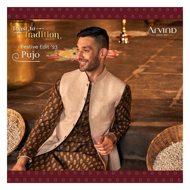 This Pujo, it's all about celebrating in style with Arvind's unique fabrics and festive wear that set the trend. Let your attire from Arvind tell a story of excellence and innovation. Step out in a new avatar that captures the essence of the festivities in every thread and motif. Celebrate Durga Pujo with grandeur, style, and a touch of the extraordinary! ✨🪔🎉 

.
.
.
.
.
.
.
.
.
.
.
#Arvind #FashioningPossibilities #MensWear #DurgaPujo #FestiveFashion #CelebratingInStyle #ArvindFestiveWear #TrendsettingAttire #ExcellenceInFashion #InnovativeDesigns #FestiveThreads #StoryInEveryStitch #FestiveMotifs #FestiveCelebration #Grandeur #StyleStatement #ExtraordinaryFashion #FestiveSeason #TraditionalElegance #DurgaPujo2023 #FashionForAll #ElegantEnsembles #PujoPreparations #DressToImpress #ArvindFabrics #PujoVibes #CelebrateWithArvind #FestiveGlow #CulturalHeritage #IndianFestivals