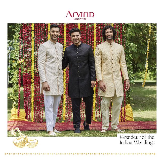 Our collection encapsulates the essence and aesthetics of North Indian weddings, adding a touch of sophistication to the celebrations.! 
Because when it comes to weddings, Arvind is not just a brand – it's a celebration partner, making every moment grand and every memory timeless. Weddings made better, one ensemble at a time. 💐🤵🏻‍♂️
.
.
.
.
.
.
.
.
.
.
.

#Arvind #FashioningPossibilities #MensWear #custommadeclothing #mensfashion #traditionalwear #festiveattire #ethnicfashion #customtailoring #festivemenswear #fabriccraftsmanship #traditionaltextures #artisanfashion #bespokewardrobe #festiveensemble #indianfabrics #tailoredelegance #handcraftedwear #heritagetextiles #culturalcouture #menstraditionalwear #customdesigns #festivefashion #fabricartistry #traditionaloutfit #mensstyle #customizedgarments #festivewardrobe #richtextures