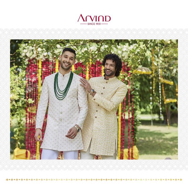 Our collection encapsulates the essence and aesthetics of North Indian weddings, adding a touch of sophistication to the celebrations.! 
Because when it comes to weddings, Arvind is not just a brand – it's a celebration partner, making every moment grand and every memory timeless. Weddings made better, one ensemble at a time. 💐🤵🏻‍♂️
.
.
.
.
.
.
.
.
.
.
.

#Arvind #FashioningPossibilities #MensWear #custommadeclothing #mensfashion #traditionalwear #festiveattire #ethnicfashion #customtailoring #festivemenswear #fabriccraftsmanship #traditionaltextures #artisanfashion #bespokewardrobe #festiveensemble #indianfabrics #tailoredelegance #handcraftedwear #heritagetextiles #culturalcouture #menstraditionalwear #customdesigns #festivefashion #fabricartistry #traditionaloutfit #mensstyle #customizedgarments #festivewardrobe #richtextures