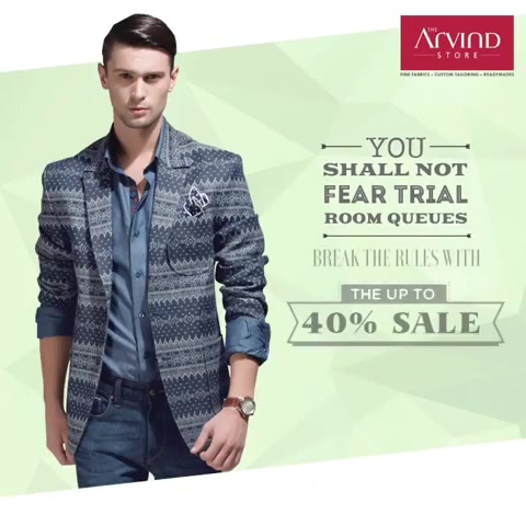 The trial rooms will surely be swamped with people. For its an offer one cannot pass.
Be prepared to wait!

#EOSS #arvindstore #india 
#EndofSeasonSale #fashionformen  #mensfashion #menswear