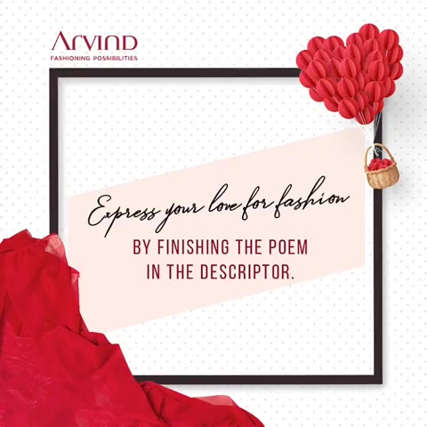 #ContestAlert Take part in Arvind’s #OdeToFashion contest and stand to win a voucher worth Rs. 1000 /-. Comment below with your response with #arvindfashioningpossibilities #ArvindOdeToFashion

Love the way kurtas look on me
Ethnic, trendy and so very ________
I pull them off with a little  ______
That's all it takes to get on the style radar.
