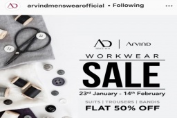 Back to work sale is here! Get ready to splurge less but get more from Arvind Workwear collection at FLAT 50% OFF. 
Sale is till 14th February.  Shop now!

To know more visit the link in the bio and avail the offer.
.
.
.
#ADfashion #ArvindFashion #TheArvindStore #Workwearsale #2021sale #workwear #formals #discounts #Menswear #MensFashion #Fashion #style #comfortable #classicmenswear #texturedfabrics #firstimpressions #dressforsuccess #StayStylish
