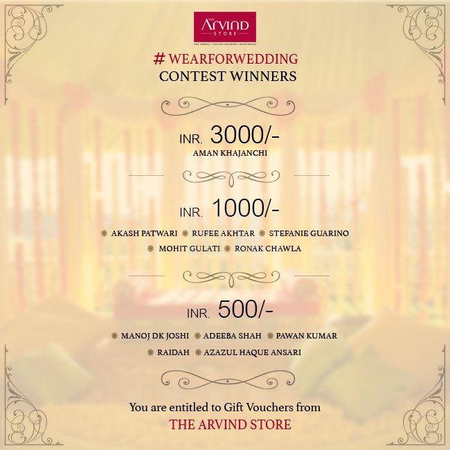 Thank you for participating in the #WearForWedding contest! Dear winners, kindly reply with your detailed address. https://t.co/HgThB7VUc5